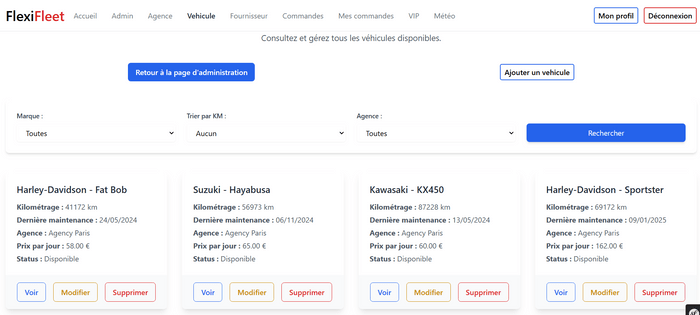 Gestion des véhicules